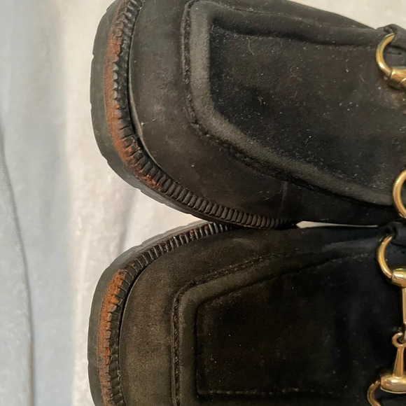 Gucci Black Suede Loafers with Gold Hardware - Picture 5 of 8